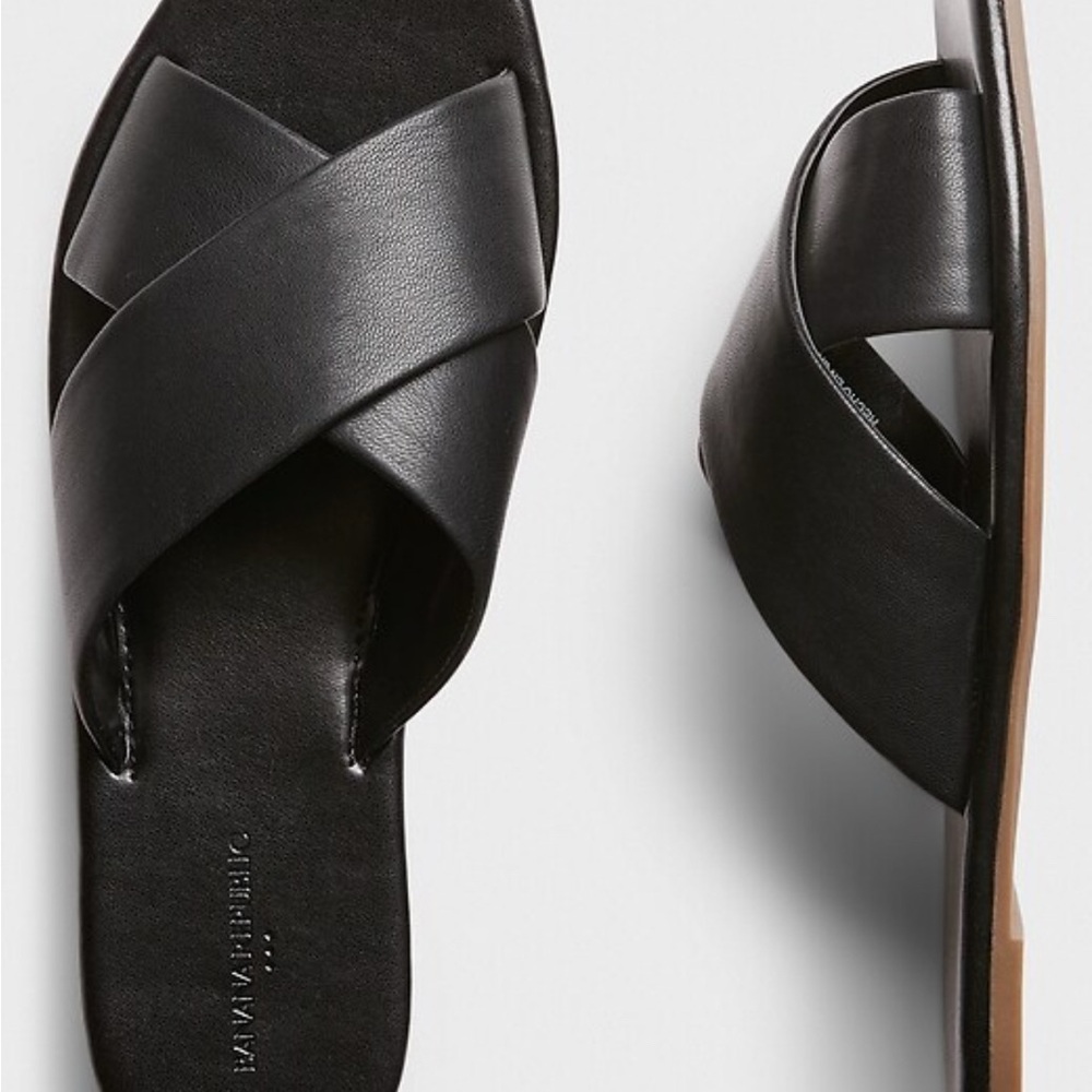 Banana Republic Black Crossover Slides